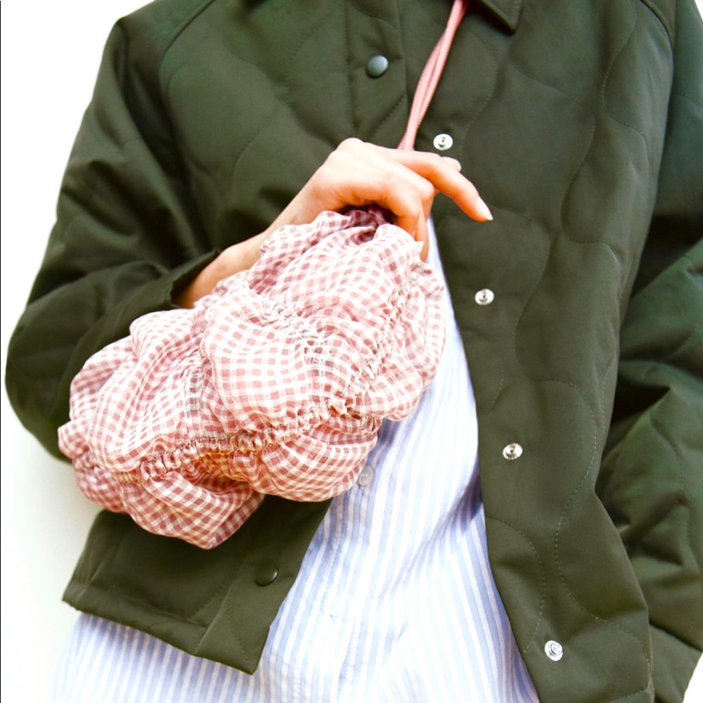Zara new with tags Gingham Organza bag pin and blue